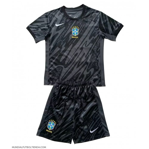 Camiseta Brasil Portero Segunda Equipación Replica Copa America 2024 para niños mangas cortas (+ Pantalones cortos)